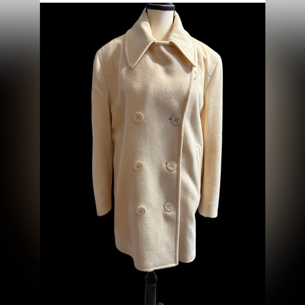 ForstMann by John Weitz cream wool blend double breasted trench coat 1970’s